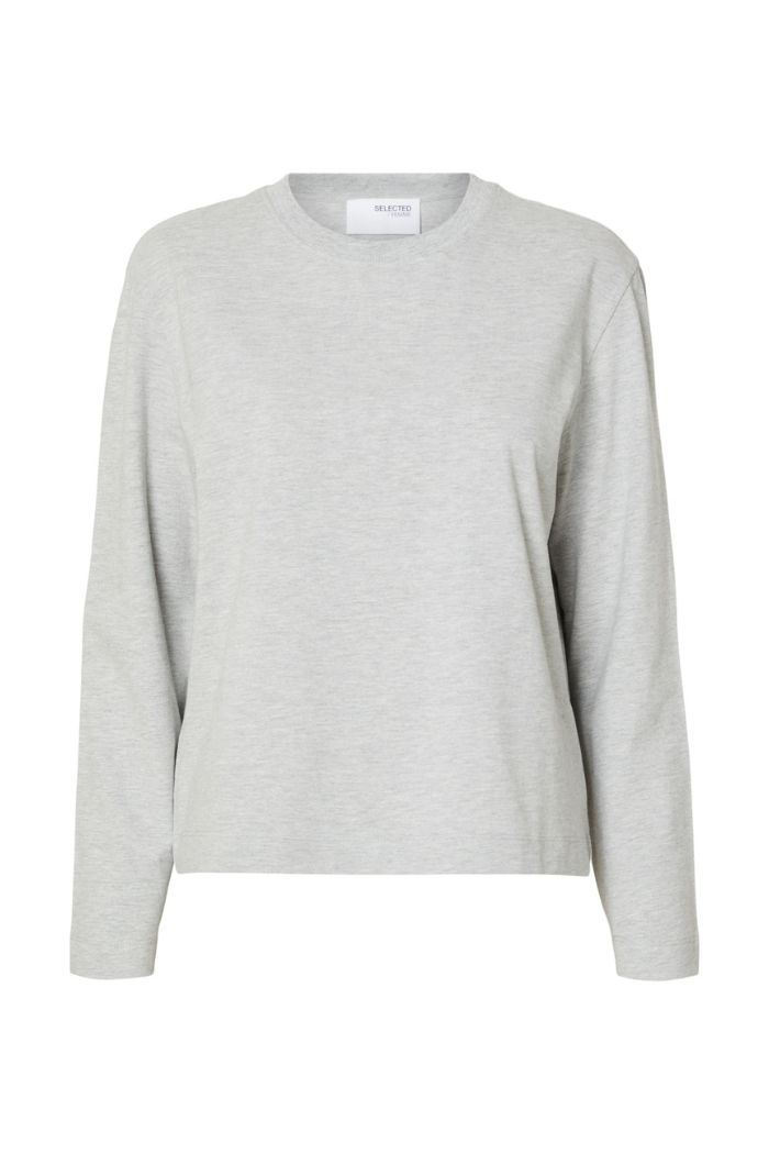 Essential LS Boxy Tee, Light Grey Melange 